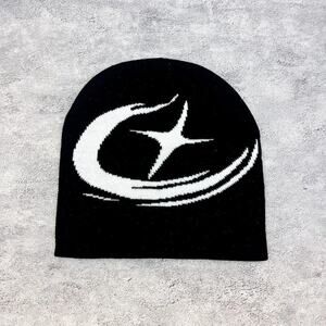 grunge gothic punk black and white star beanie